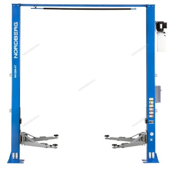 Подъемник 380V 2х стоечный 4т с верхней синхронизацией, H=3,6 м, с электростопорами (синий)