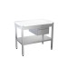 Стол АТЕСИ с полипропиленовой столешницей, 1-й сплошной полкой и 1-м ящиком без борта 1200х600х850 мм