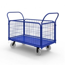 Тележка платформенная с сетчатыми бортами ТС 4 (г/п 600 кг, 1200x600 мм, колеса нейлон/пластик 200 мм)